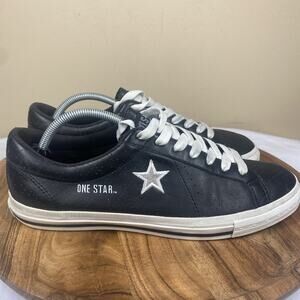 Converse One Star Sample Mens Black & White Vintage Size 11 Leather LowTop Shoes